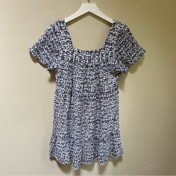Rails ~ new ~ Valentina Ruffle Hem Crinkle Dress in Navy Camellia size Small - Picture 3 of 16